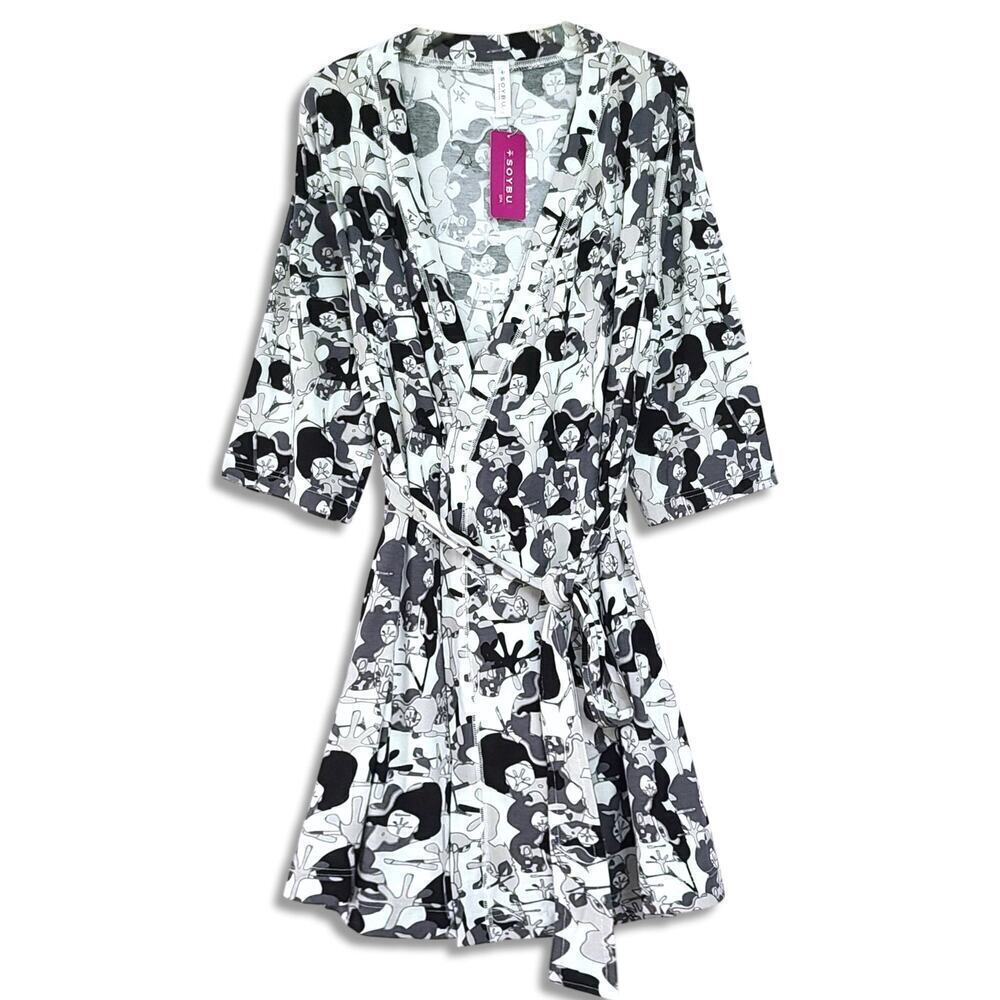 New Soybu Zen Women's Ultra Soft Three-quarter Sleeve Stretch Jersey Robe - Picture 2 of 6